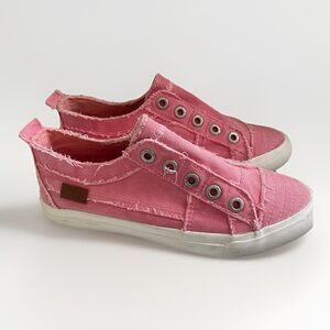 Blowfish Malibu Distressed Pink Canvas Slip On Sneaker Girls Sz 4 Play Rust